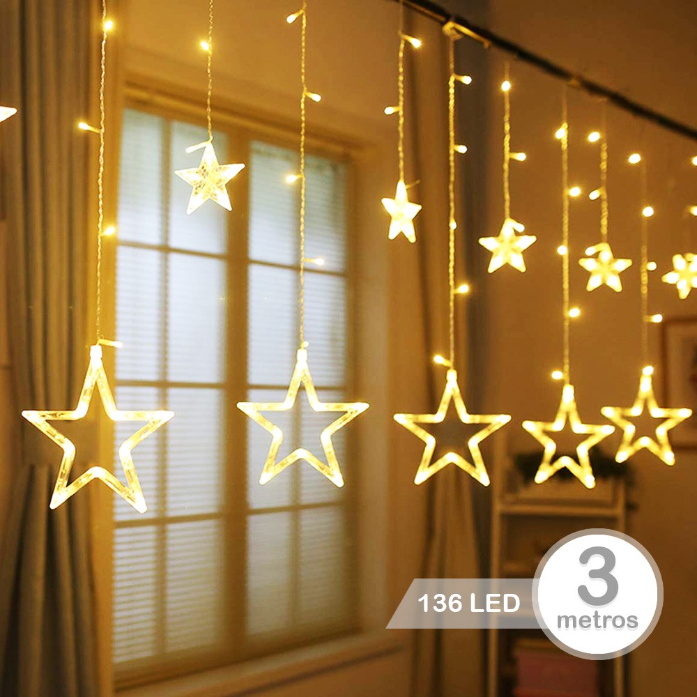 Arreglo navideño de estrellas con luces LED 🎄🎅 3 METROS 😱