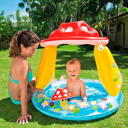 Piscina con cubresol para playa - Vacaciones sin dolores de cabeza