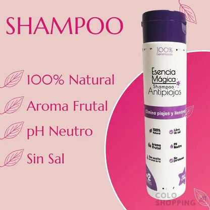 KIT TRATAMIENTO ANTI PIOJOS: Shampoo Elimina Piojos + Spray Repelente + Cepillo Saca Piojos GRATIS 🎁