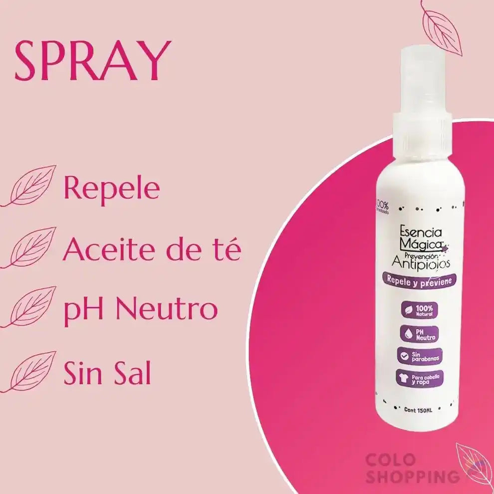 KIT TRATAMIENTO ANTI PIOJOS: Shampoo Elimina Piojos + Spray Repelente + Cepillo Saca Piojos GRATIS 🎁