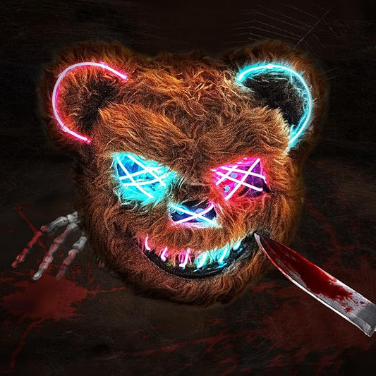 Máscara de oso sangriento con luz LED 🐻🎃👻