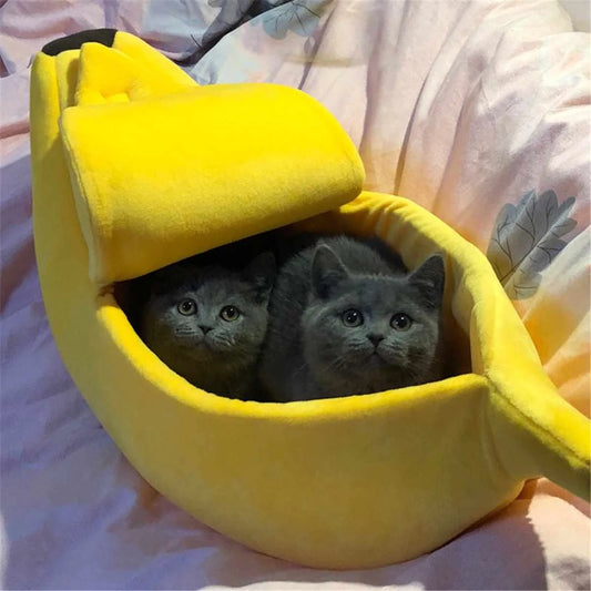 Banana Bliss: Cama atractiva para gatos en Amarillo Brillante