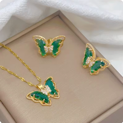 Collar mariposa diamantado® 🦋 + SET DE ARETES GRATIS