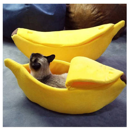 Banana Bliss: Cama atractiva para gatos en Amarillo Brillante