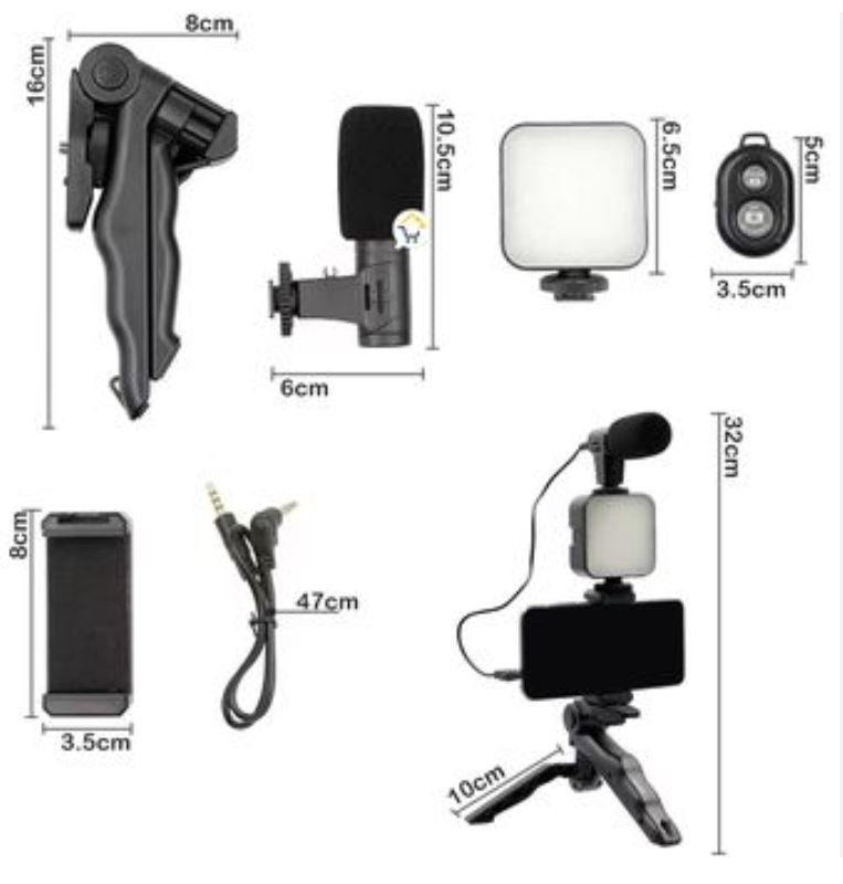 Trípode influencers - con micrófono y luz led
